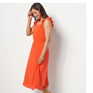 GIRL WITH CURVES Chiffon Ruffle Midi Dress A511555